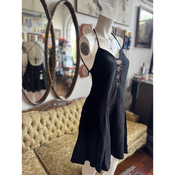 L'ecole des Femmes Silk Black St.Tropez Dress Size Medium (6) - Picture 3 of 7